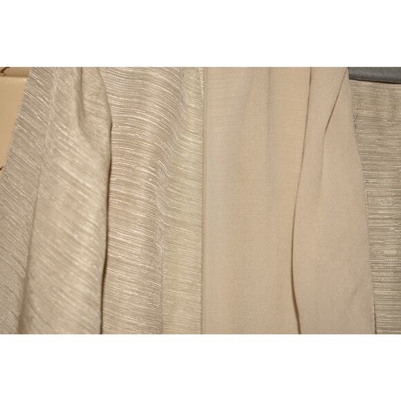 CHICO'S $129 Linen Silk Open Jacket w/ Silk Chiffon Trim Beige Chico's 3 / US XL - Picture 3 of 4